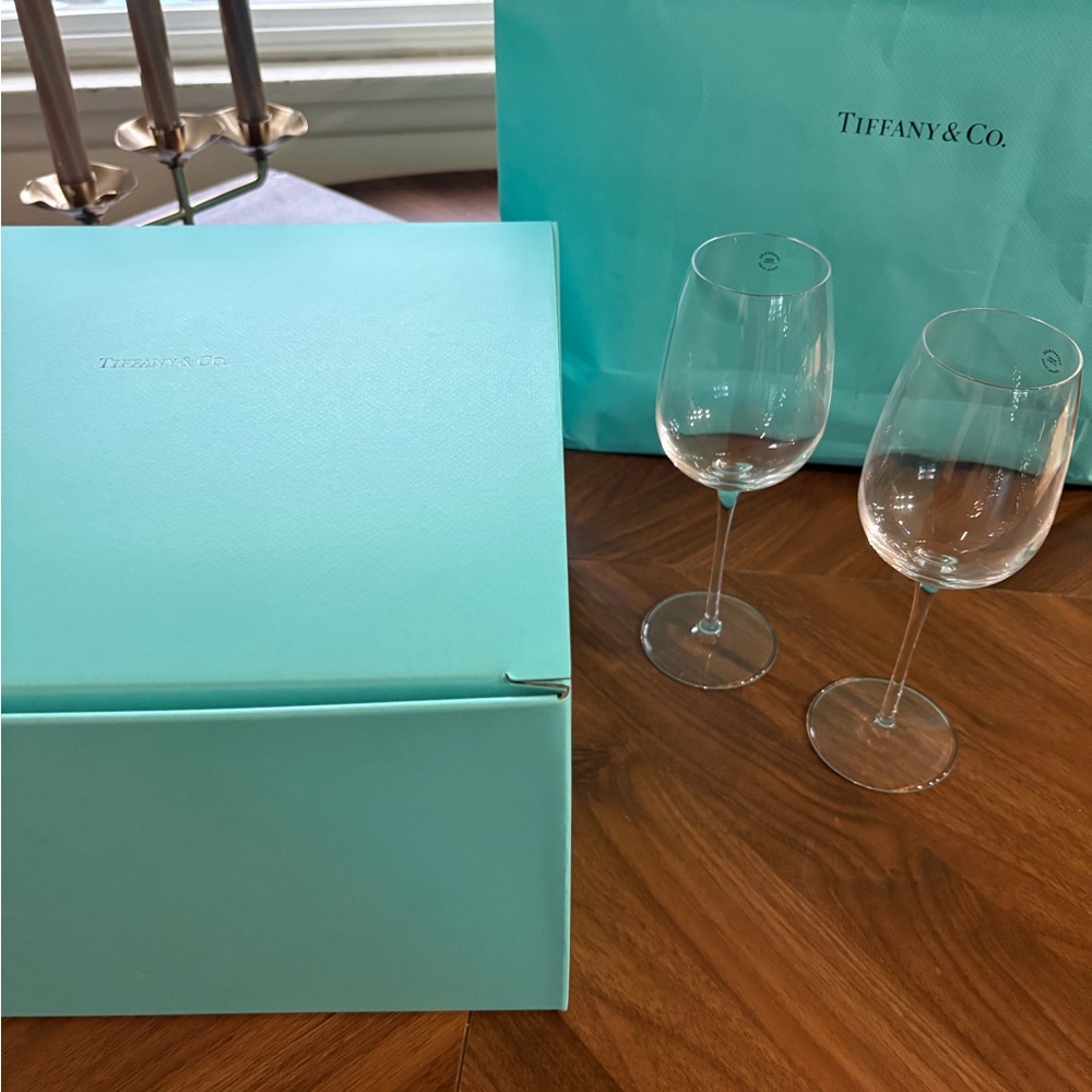 SIX Tiffany & Co. Crystal Wine Glasses